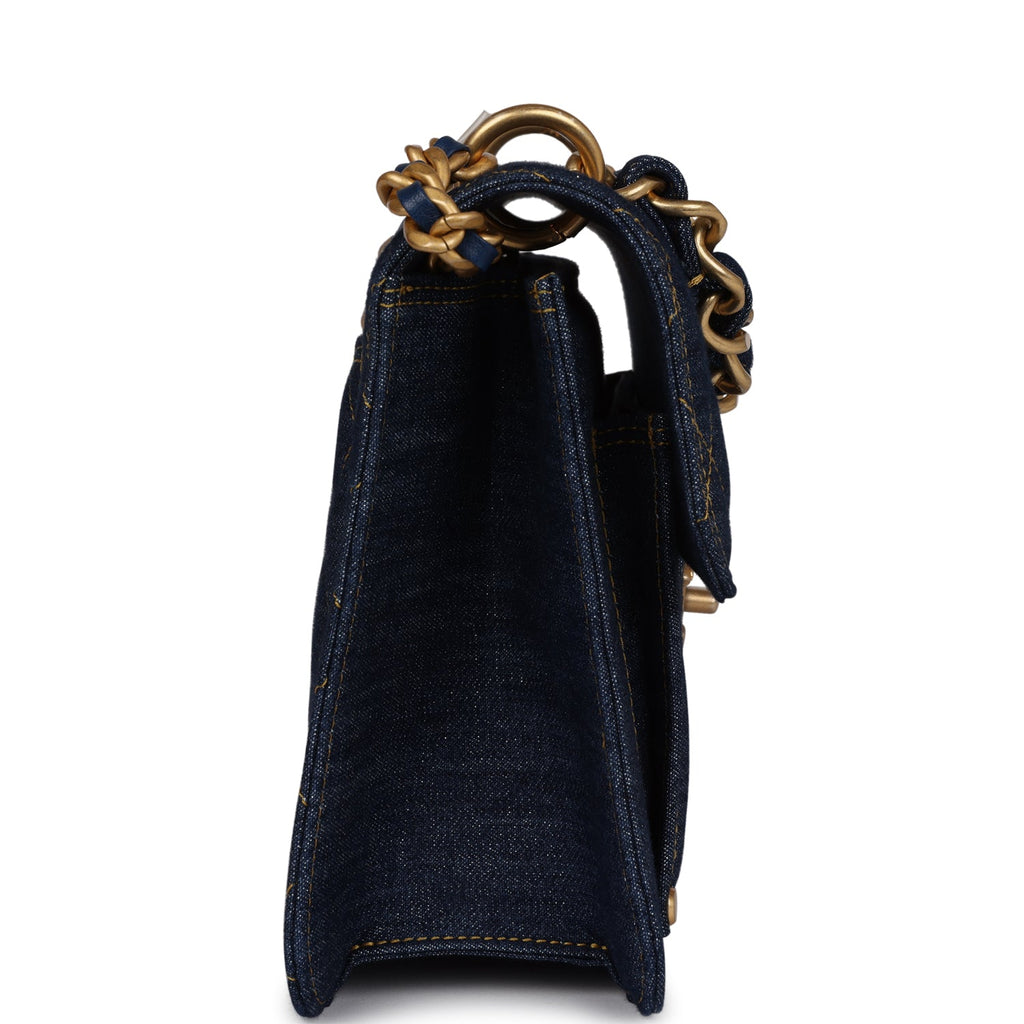 Chanel Square Flap Blue Denim Antique Gold Hardware