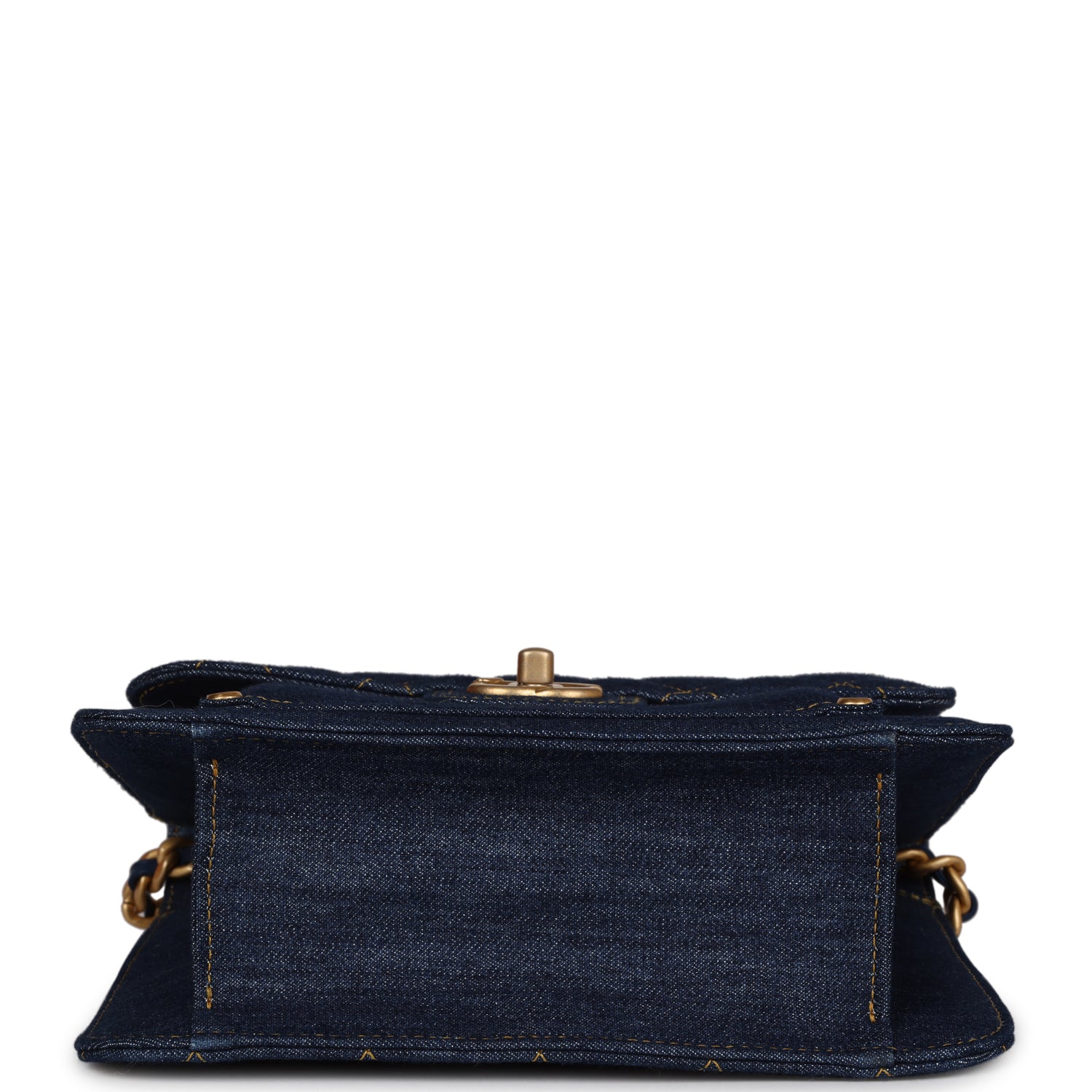 Chanel Square Flap Blue Denim Antique Gold Hardware