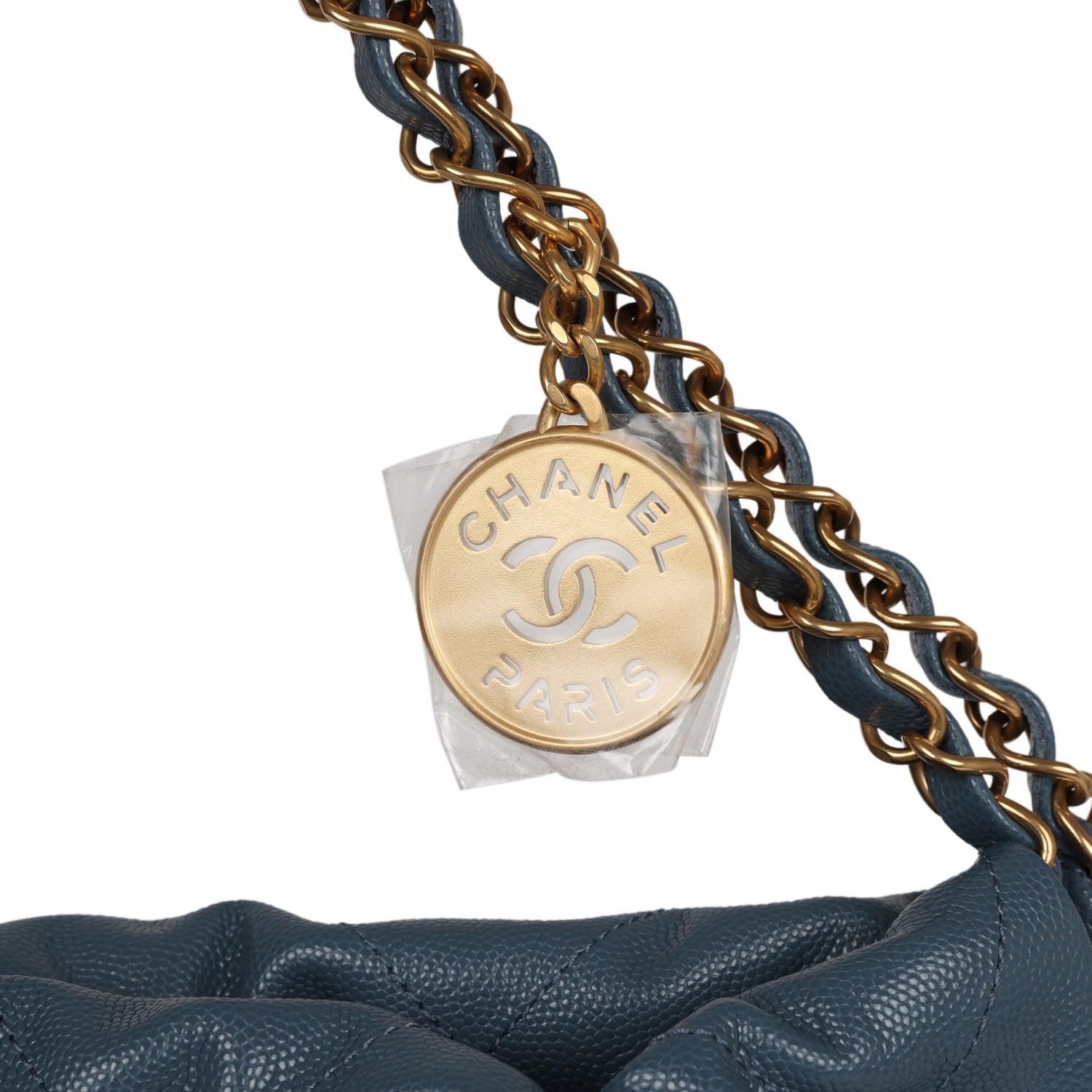 Chanel Small 22 Bag Blue Caviar Gold Hardware