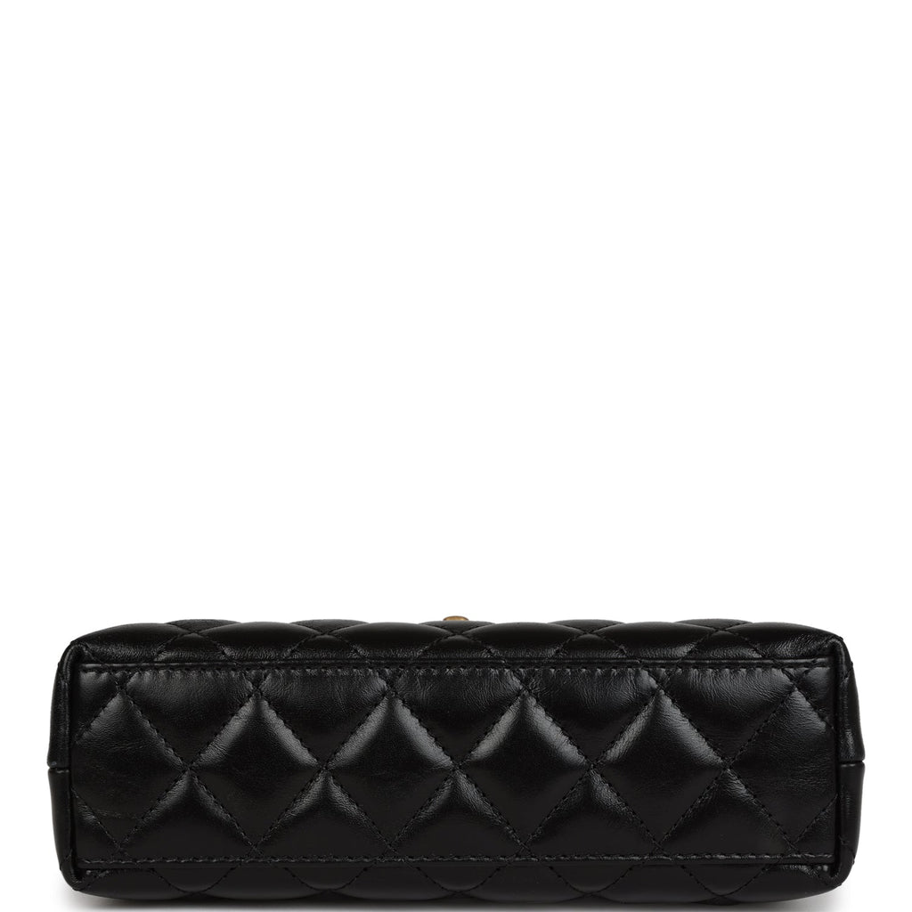 Chanel Small Kelly Shopper Black Shiny Aged Calfskin Brushed Gold Hardware