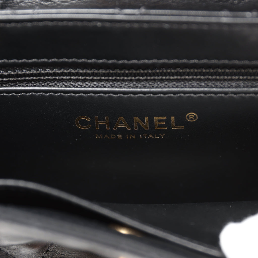 Chanel Small Kelly Shopper Black Shiny Aged Calfskin Brushed Gold Hardware