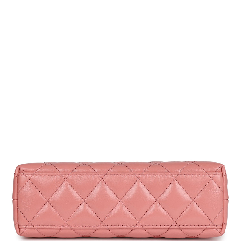 Chanel Small Kelly Shopper Pink Shiny Aged Calfskin Brushed Gold Hardware