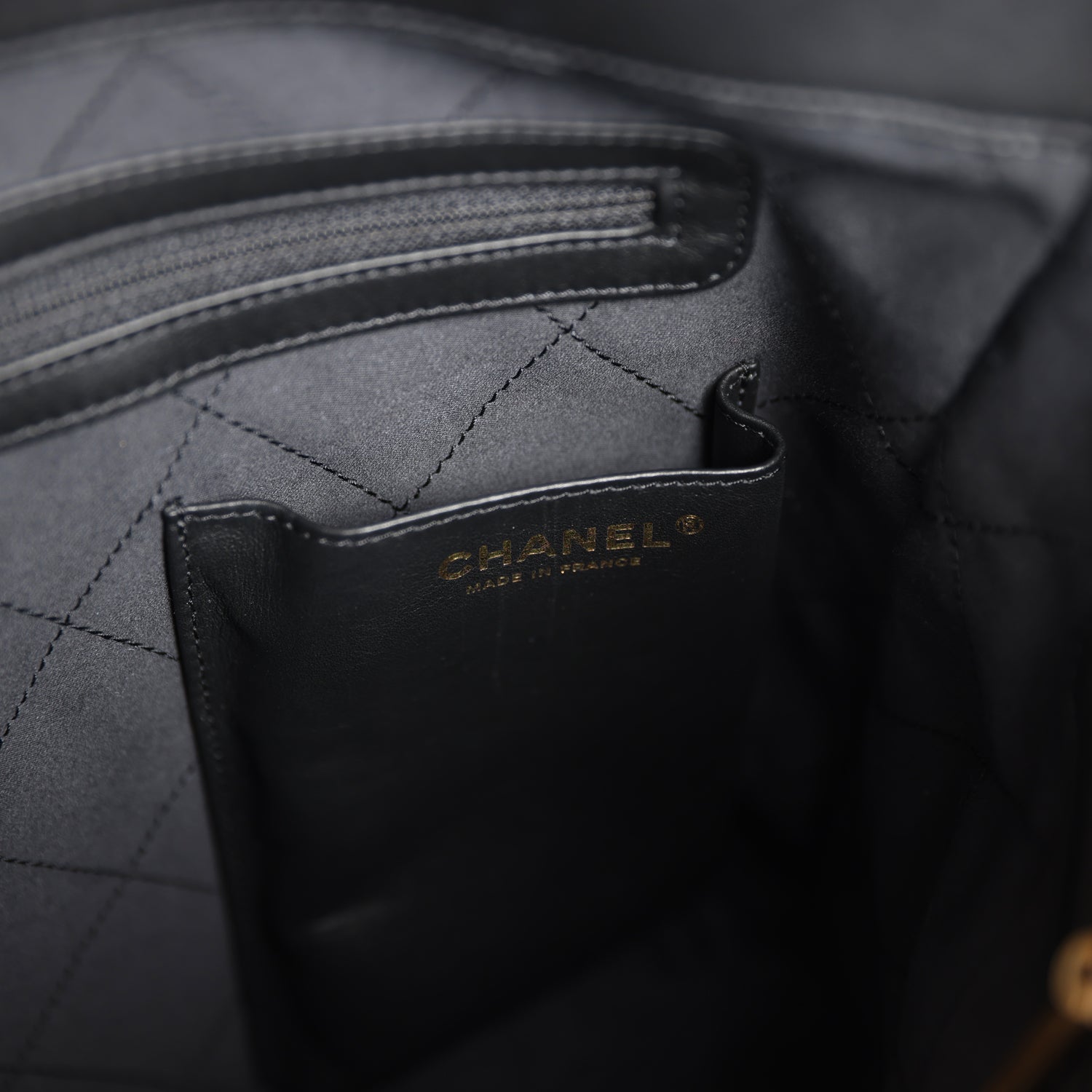 Chanel Quilted Hobo Shoulder Bag Black Calfskin Brushed Gold Hardware