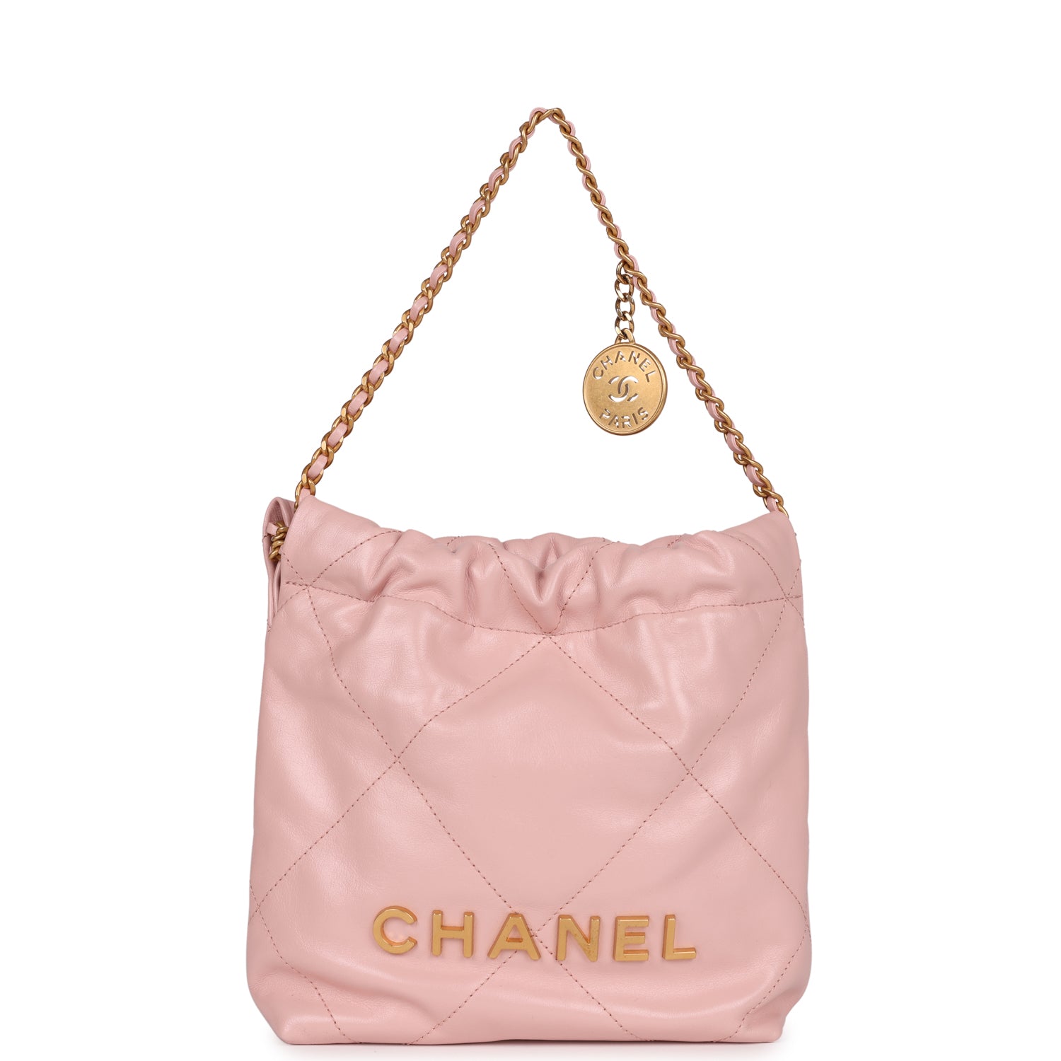 Chanel Mini 22 Bag Pink Calfskin Gold Hardware
