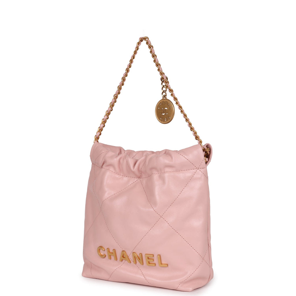 Chanel Mini 22 Bag Pink Calfskin Gold Hardware