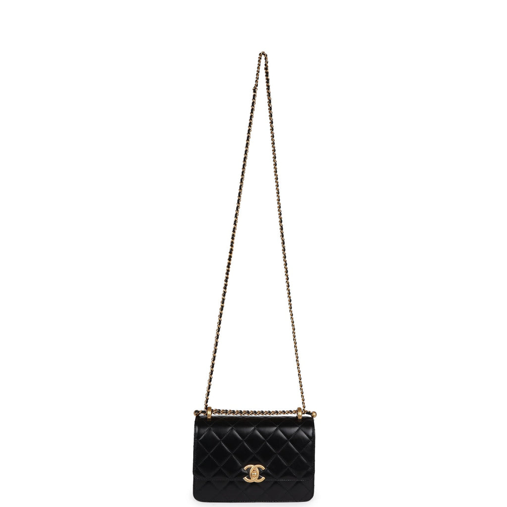 Chanel Small Perfect Fit Flap Black Shiny Calfskin Brushed Gold Hardware