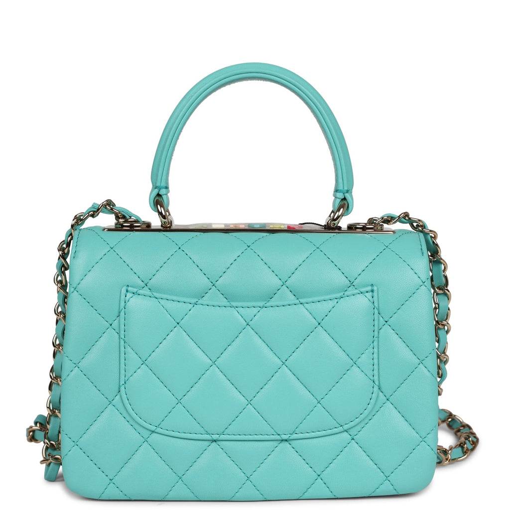 Chanel Mini Trendy CC Flap Bag Turquoise Lambskin Light Gold Hardware