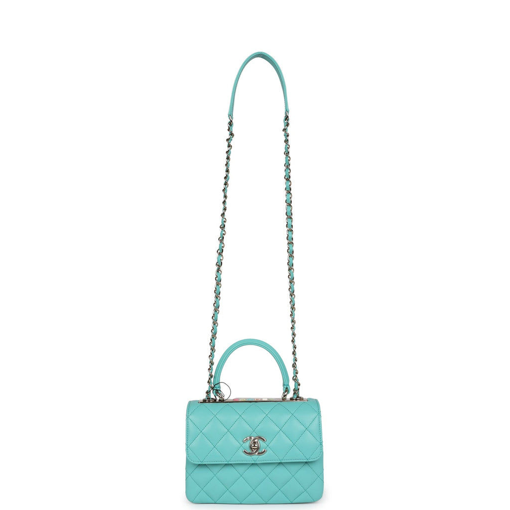 Chanel Mini Trendy CC Flap Bag Turquoise Lambskin Light Gold Hardware