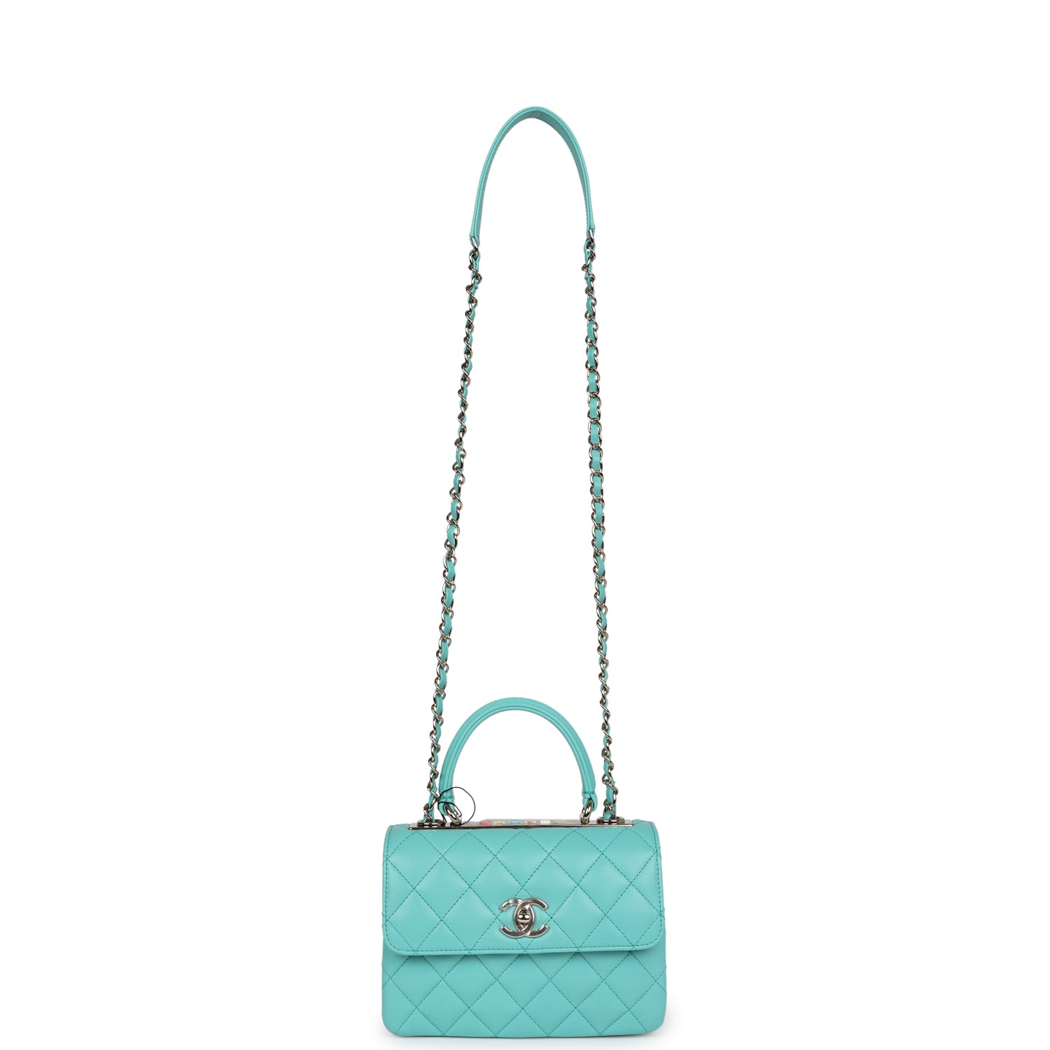 Chanel Mini Trendy CC Flap Bag Turquoise Lambskin Light Gold Hardware