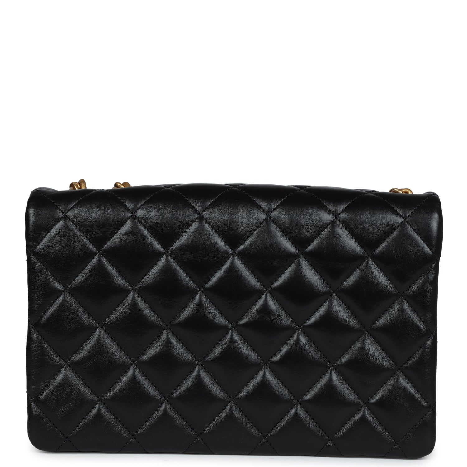 Chanel Small Crush Flap Bag Black Shiny Aged Calfskin Brushed Gold Hardware
