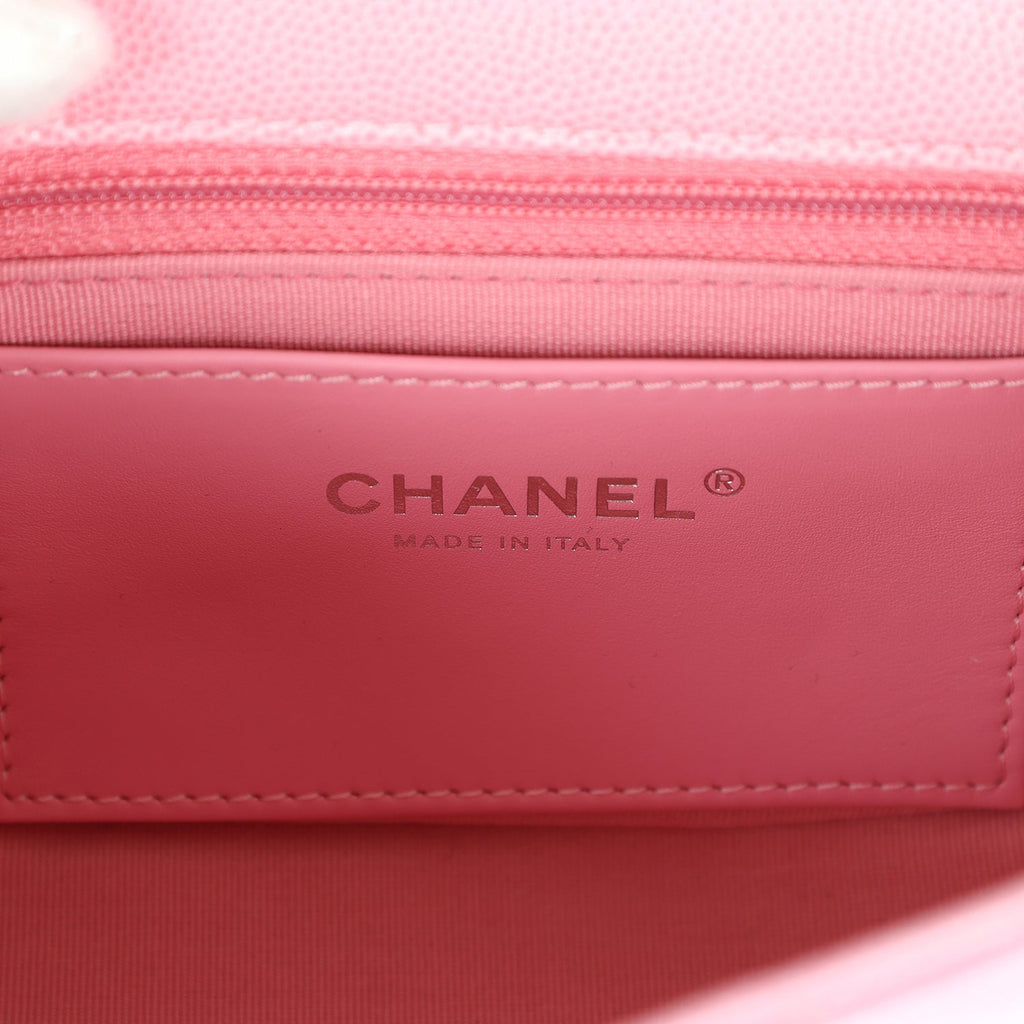 Chanel Mini Flap Bag Pink Ombre Caviar Lacquered Metal Hardware