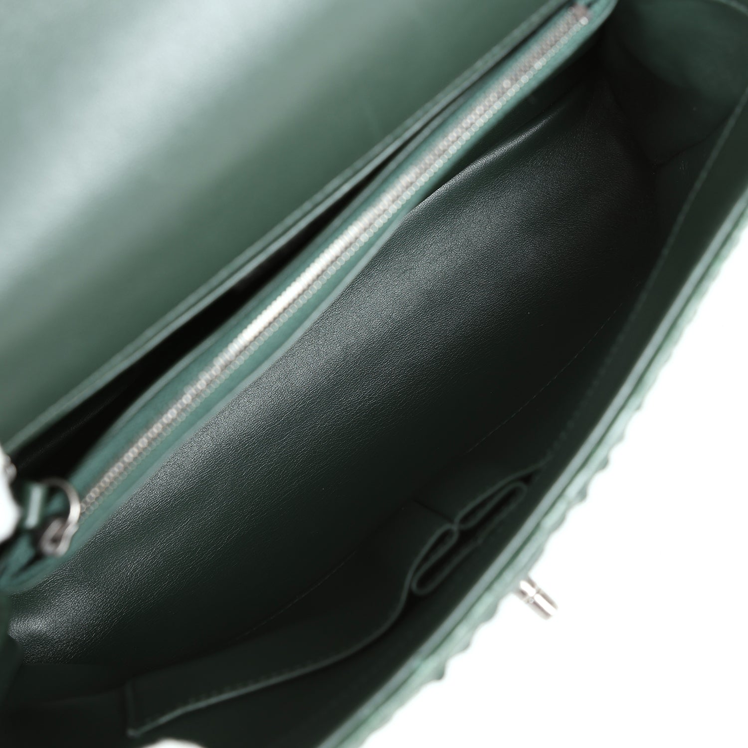 Chanel Medium Coco Handle Flap Bag Dark Green Python Ruthenium Hardware