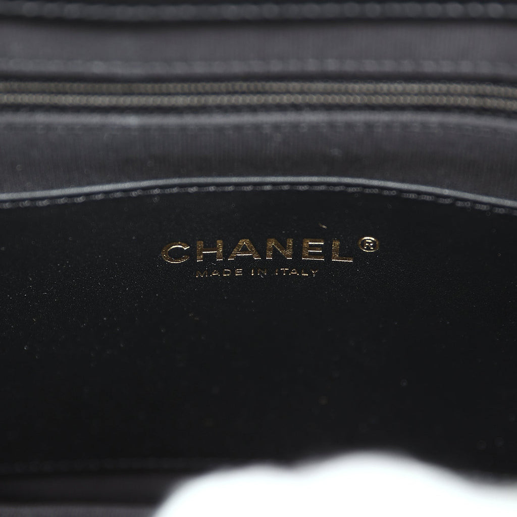 Chanel CC Small Shoulder Bag Black Lambskin Antique Gold Hardware