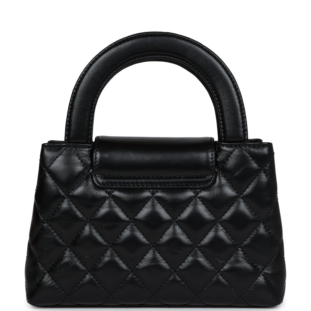 Chanel Small Kelly Shopper Black Shiny Aged Calfskin Brushed Gold Hardware