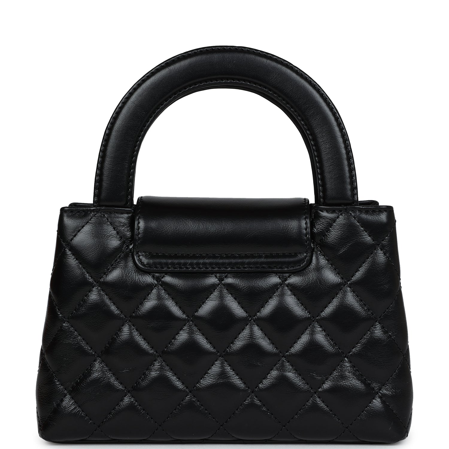 Chanel Small Kelly Shopper Black Shiny Aged Calfskin Brushed Gold Hardware
