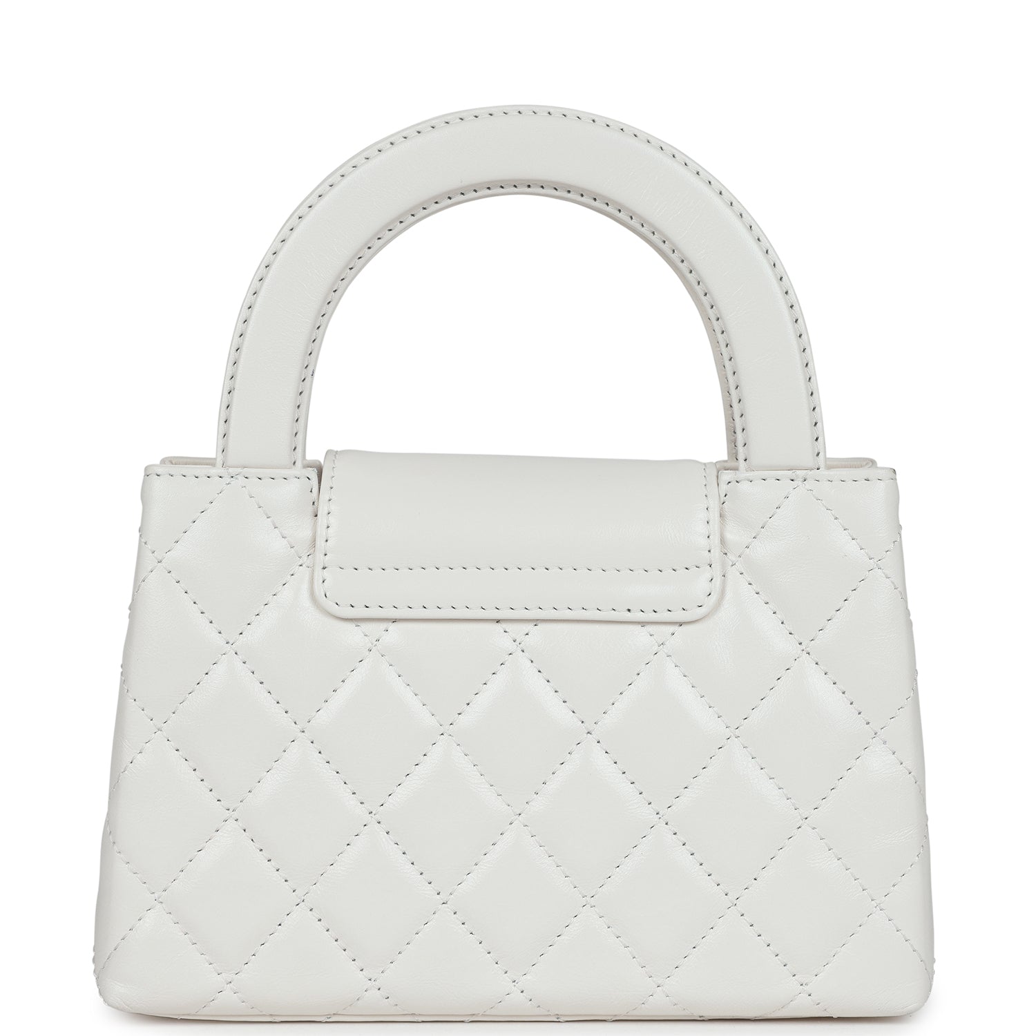 Chanel Small Kelly Shopper White Shiny Aged Calfskin Brushed Gold Hardware