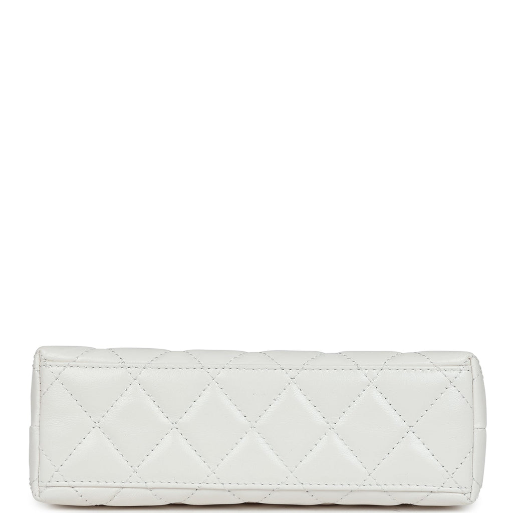 Chanel Small Kelly Shopper White Shiny Aged Calfskin Brushed Gold Hardware