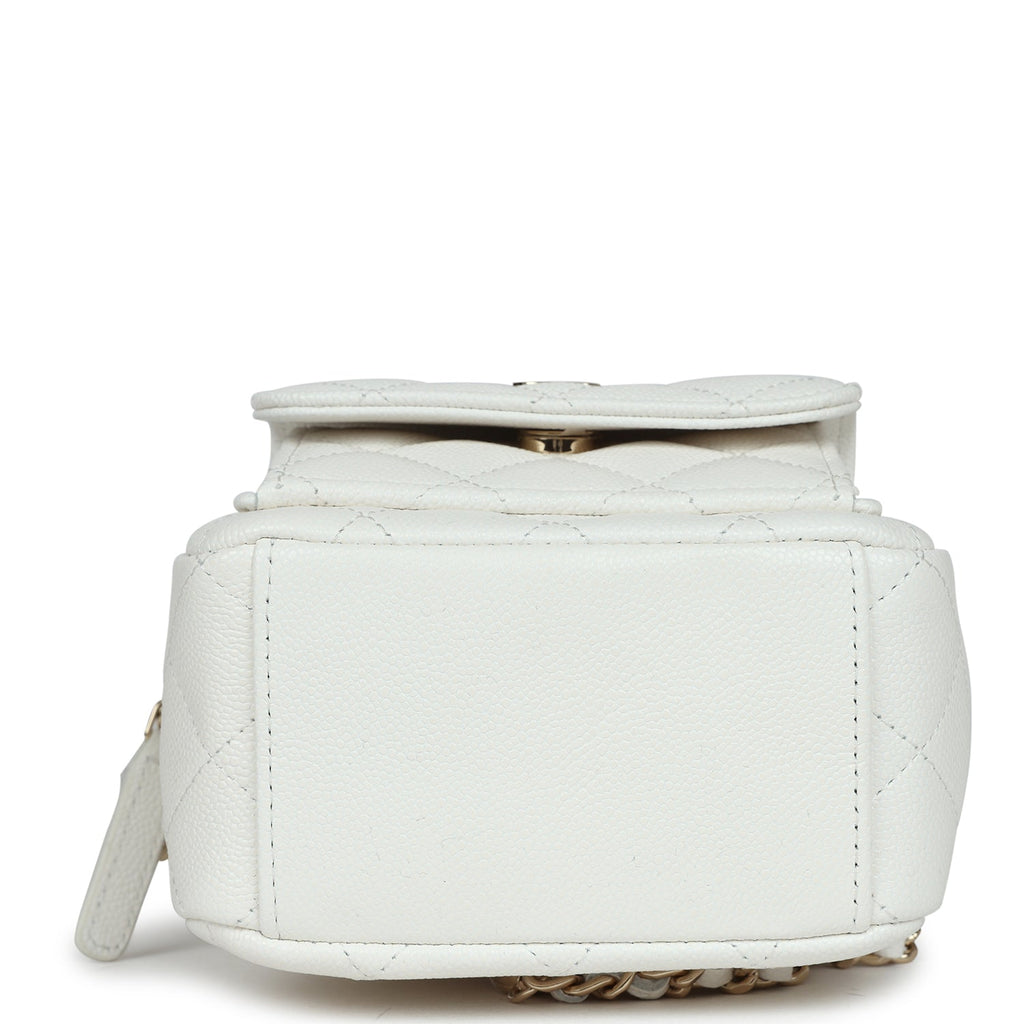 Chanel Mini Phone Holder Backpack White Caviar Light Gold Hardware