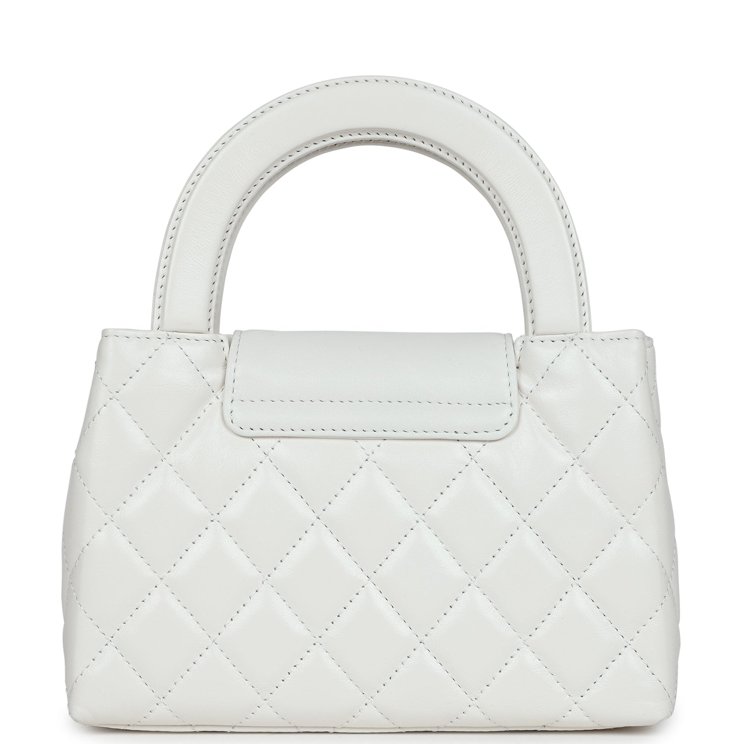 Chanel Small Kelly Shopper White Shiny Aged Calfskin Brushed Gold Hardware