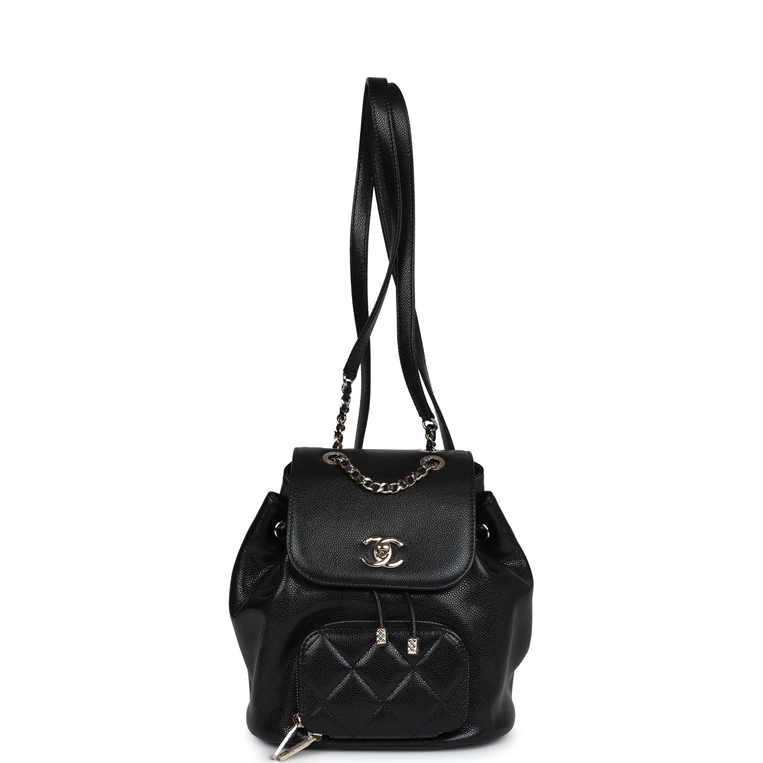 Chanel Small Business Affinity Backpack Black Caviar Light Gold Hardware