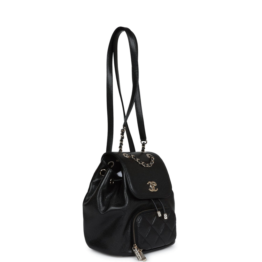 Chanel Small Business Affinity Backpack Black Caviar Light Gold Hardware