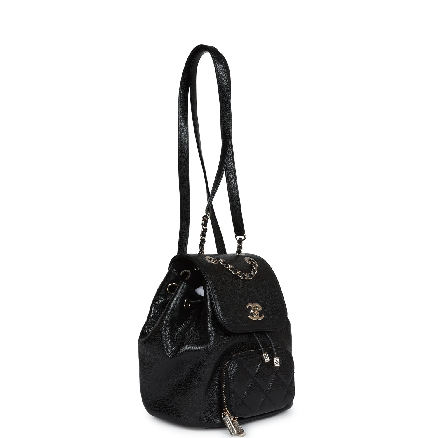Chanel Small Business Affinity Backpack Black Caviar Light Gold Hardware