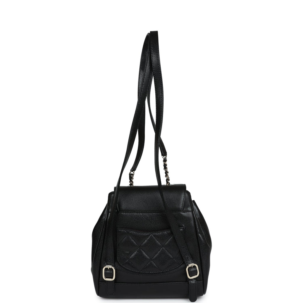 Chanel Small Business Affinity Backpack Black Caviar Light Gold Hardware
