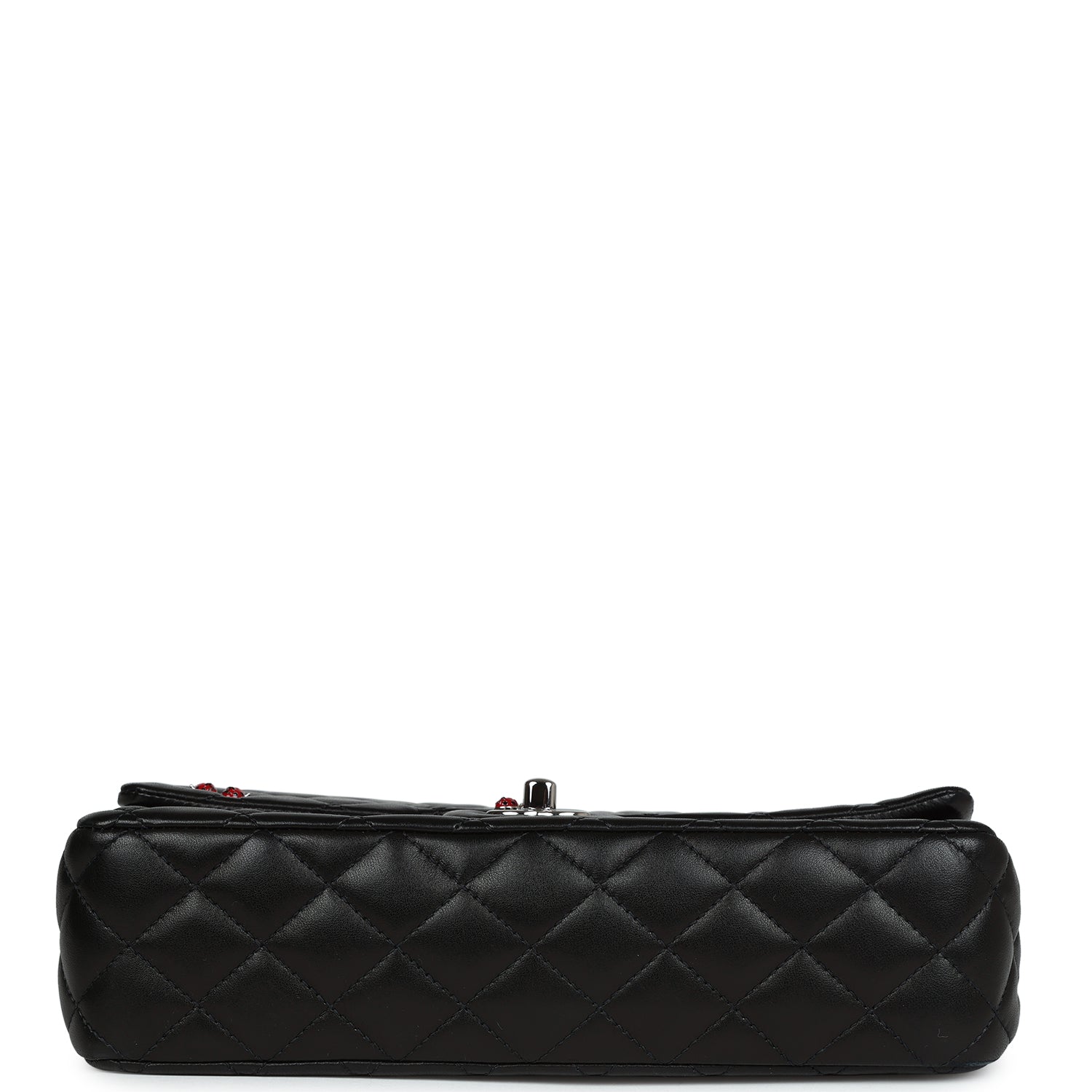 Chanel Medium Lady Bug Single Flap Bag Black Lambskin Silver Hardware