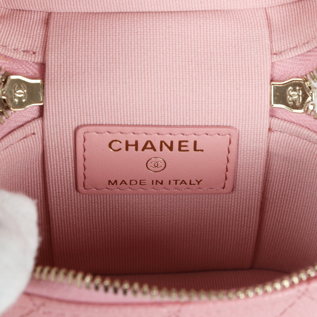 Chanel Mini Top Handle Crossbody Vanity Case Pink Caviar Gold Hardware
