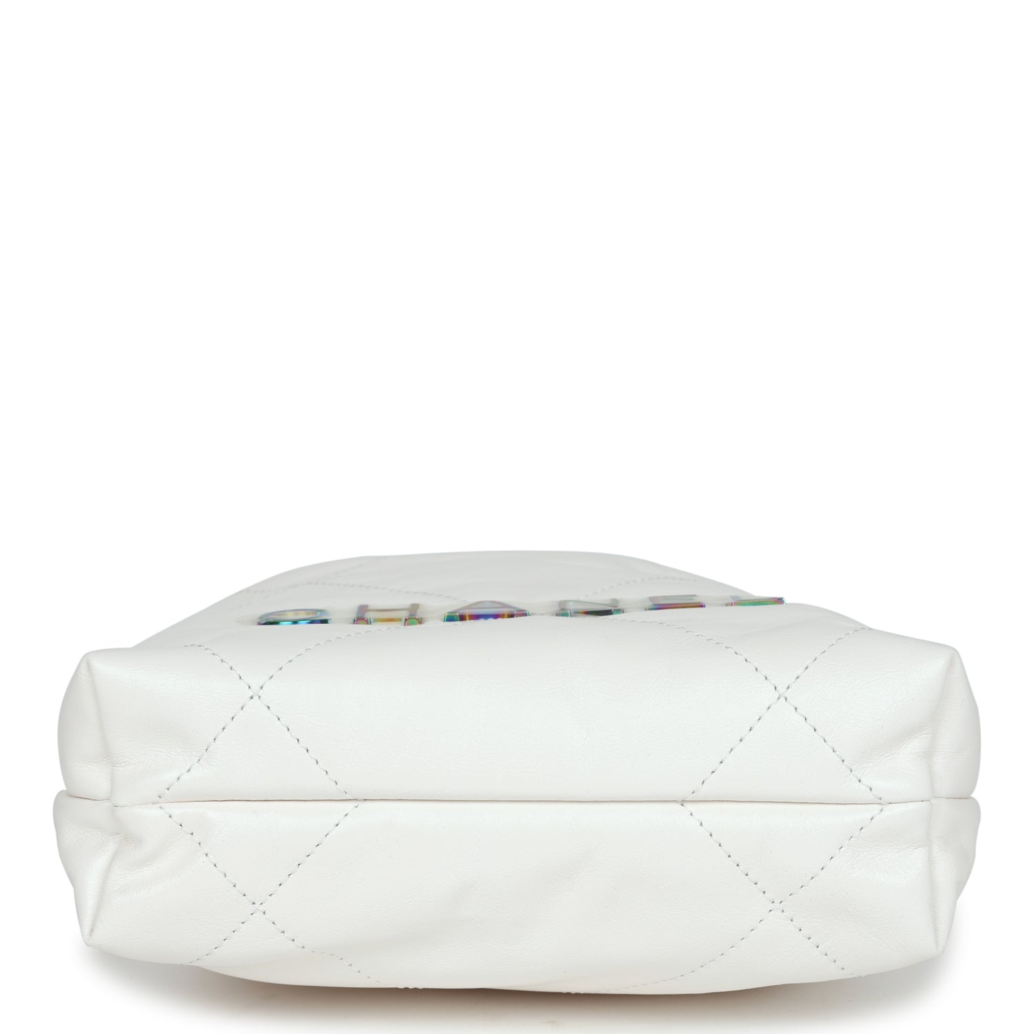 Chanel Mini 22 Bag White Calfskin Rainbow Hardware