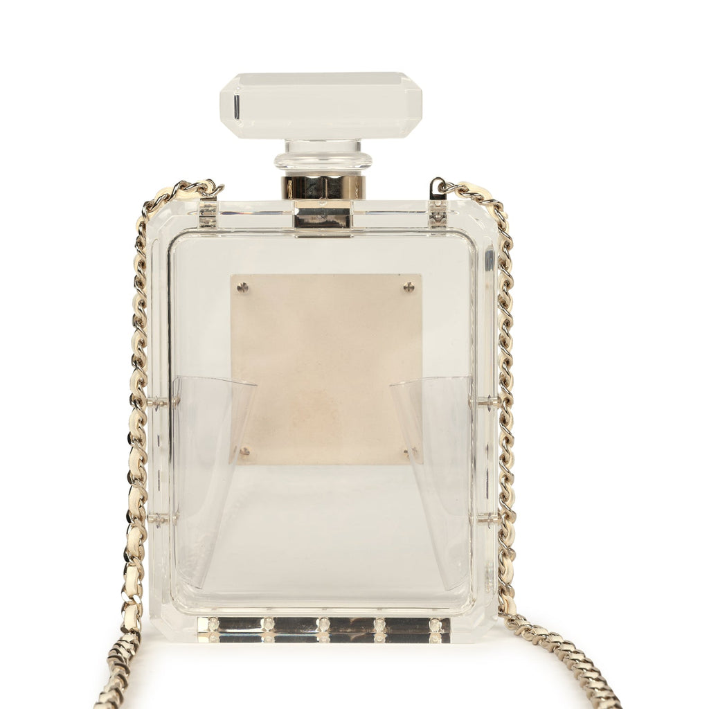 Chanel Minaudiere No. 5 Perfume Clutch Transparent Plexiglass Light Gold Hardware