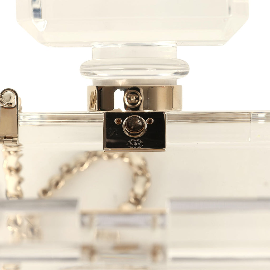 Chanel Minaudiere No. 5 Perfume Clutch Transparent Plexiglass Light Gold Hardware