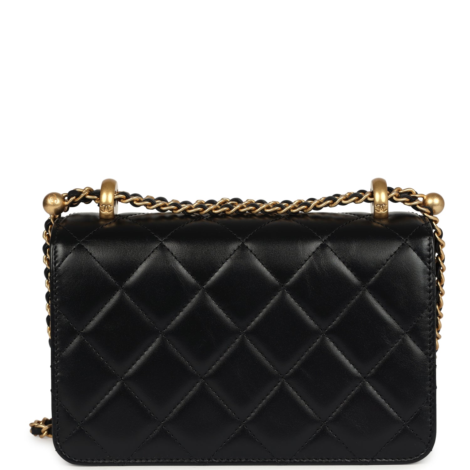 Chanel Small Perfect Fit Flap Bag Black Shiny Calfskin Brushed Gold Hardware
