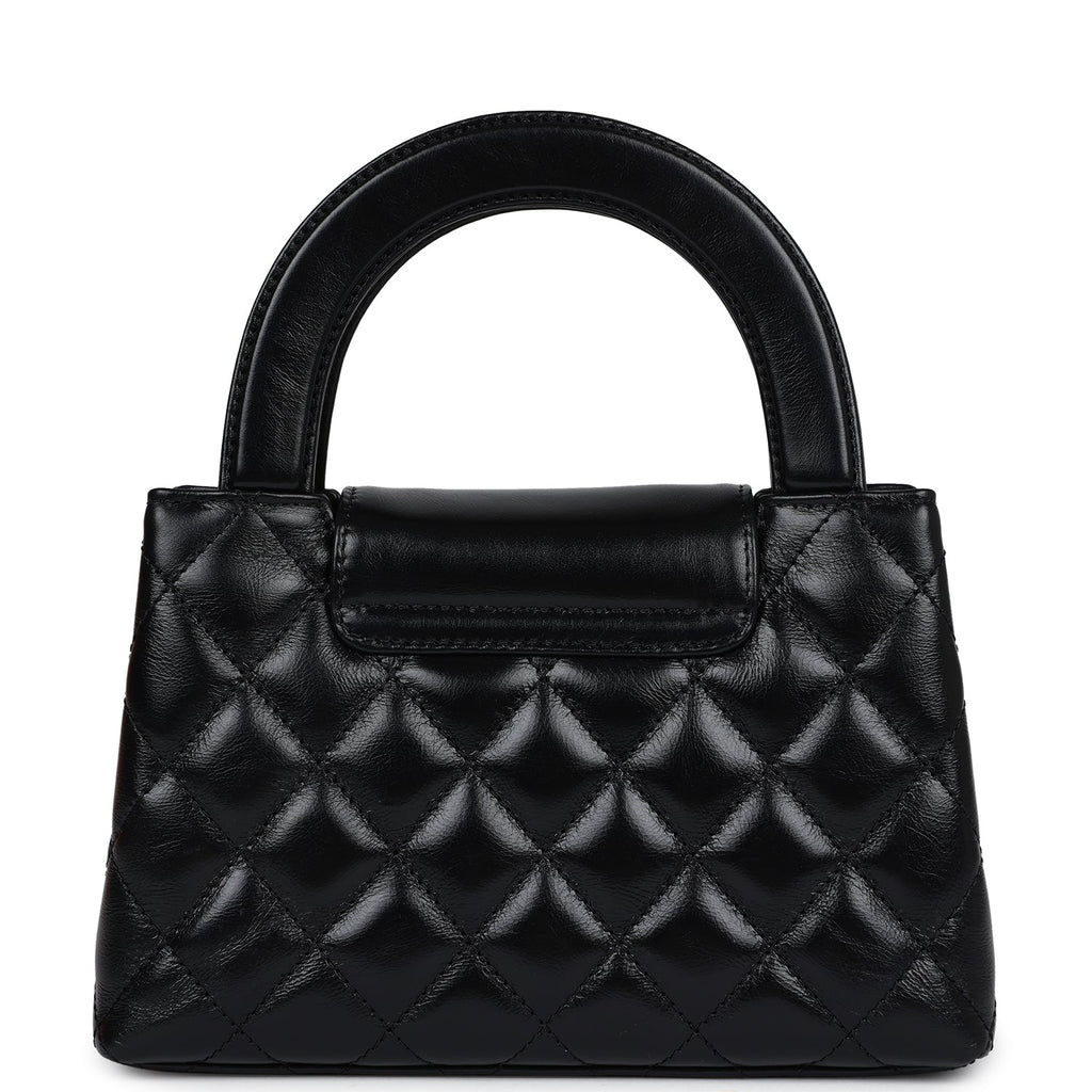Chanel Small Kelly Shopper Black Shiny Aged Calfskin Brushed Gold Hardware