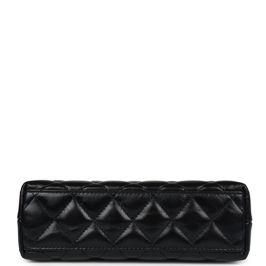 Chanel Small Kelly Shopper Black Shiny Aged Calfskin Brushed Gold Hardware