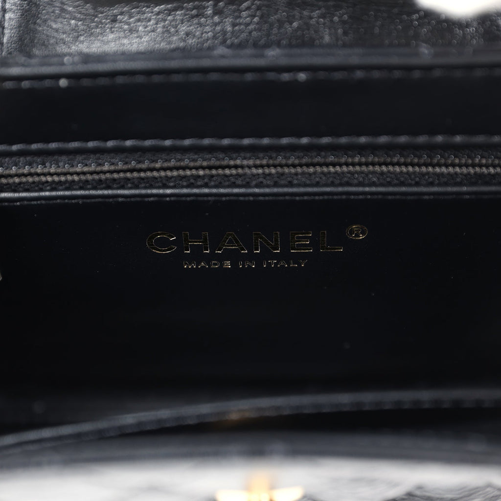 Chanel Small Kelly Shopper Black Shiny Aged Calfskin Brushed Gold Hardware
