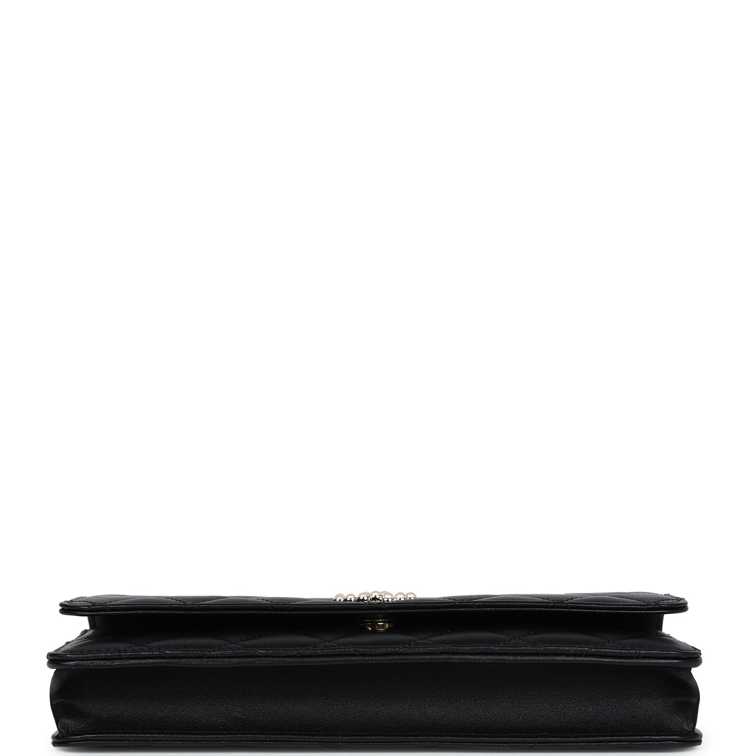 Chanel Small Pearl Clutch with Chain Black Lambskin Gold Hardware