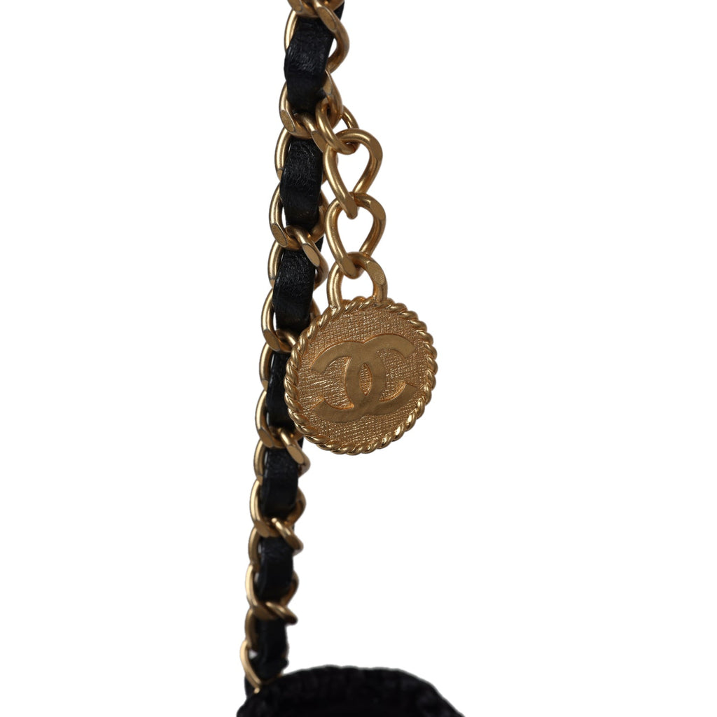 Chanel Star Coco Beach Bag Black Raffia Aged Gold Hardware