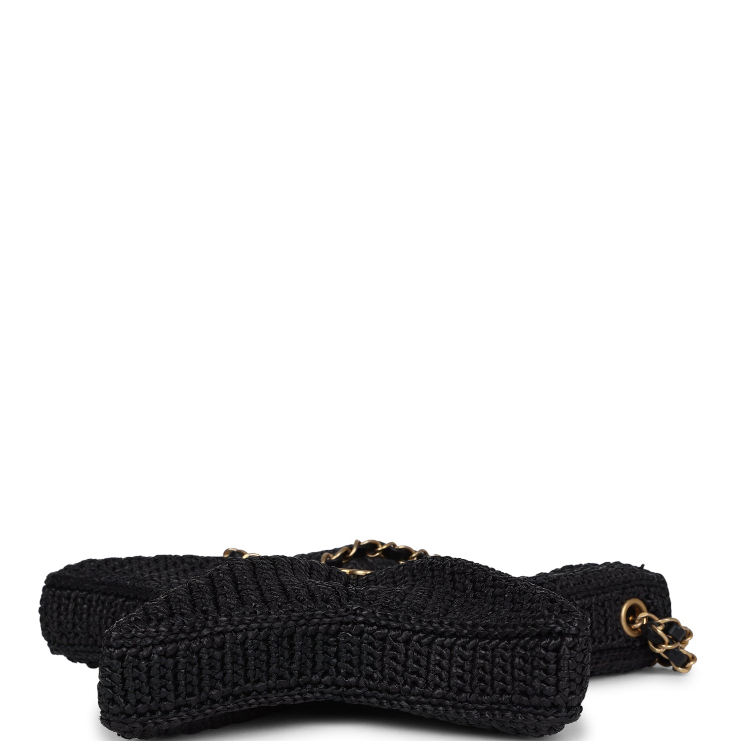 Chanel Star Coco Beach Bag Black Raffia Aged Gold Hardware