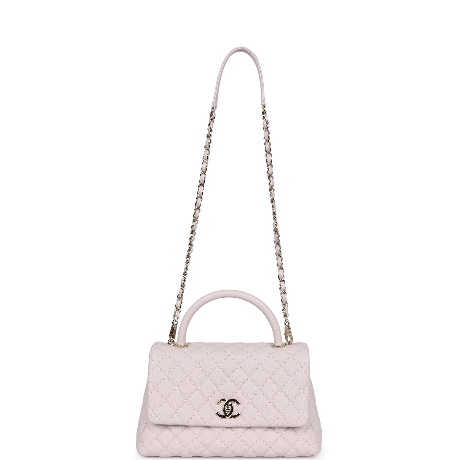 Chanel Medium Coco Handle Flap Bag Light Purple Caviar Light Gold Hardware