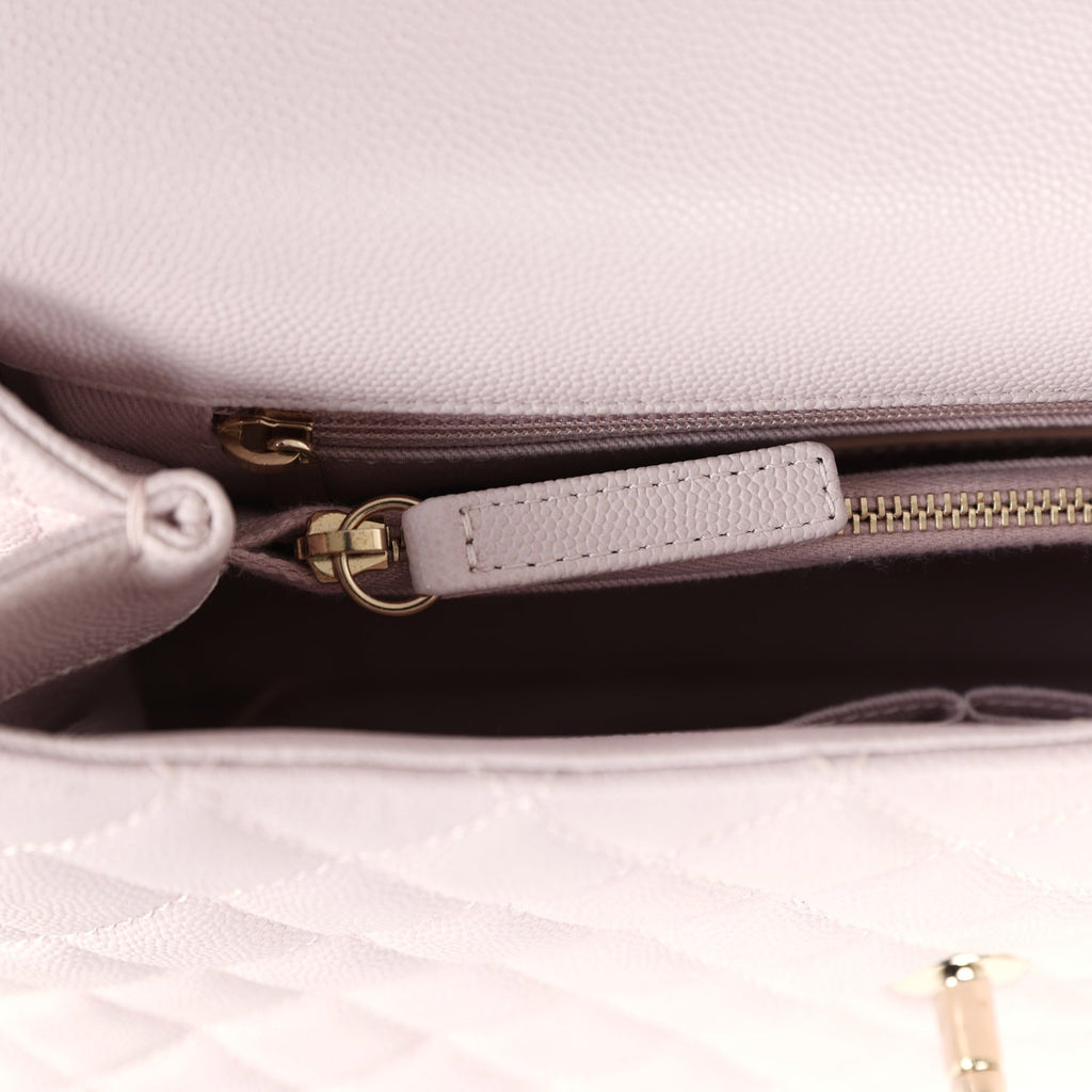 Chanel Medium Coco Handle Flap Bag Light Purple Caviar Light Gold Hardware