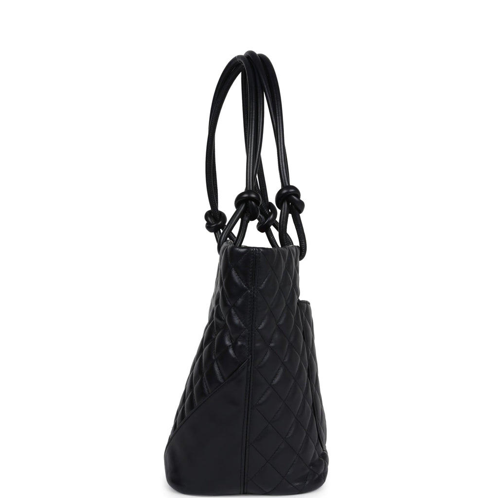 Chanel Large Cambon Ligne Tote Black Calfskin Silver Hardware