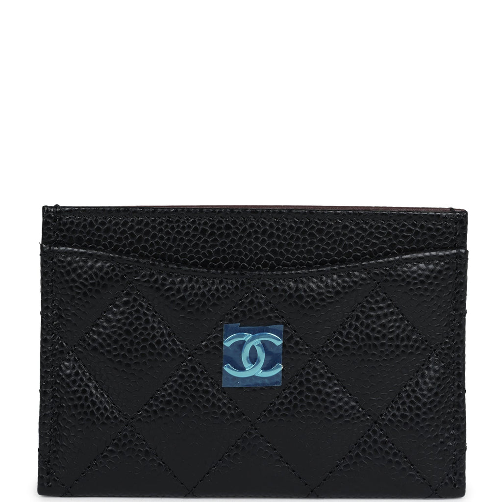 Chanel Classic  Holder Black Caviar Silver Hardware