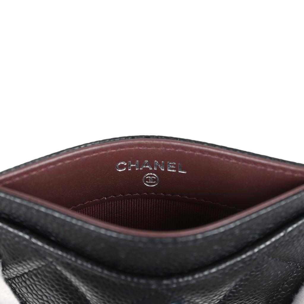 Chanel Classic  Holder Black Caviar Silver Hardware