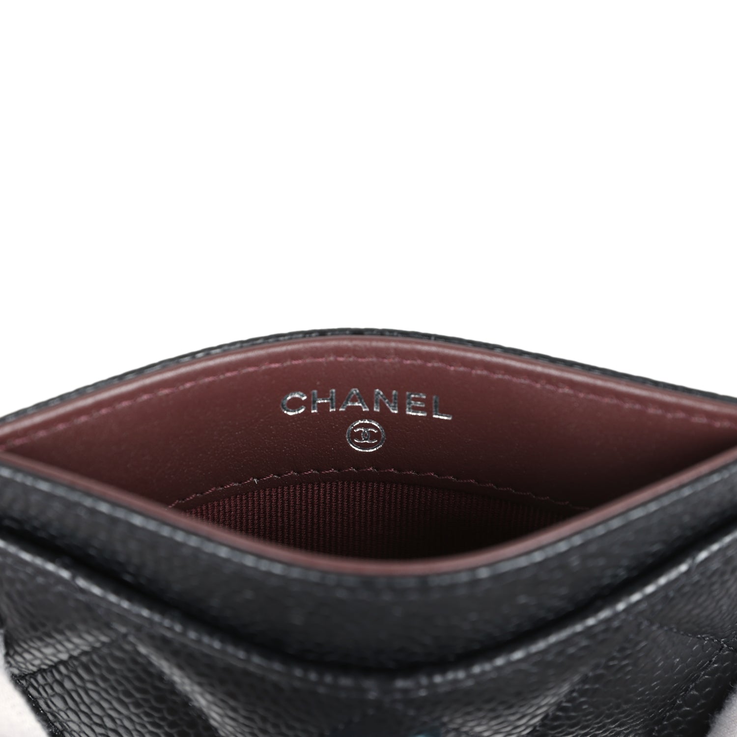 Chanel Classic  Holder Black Caviar Silver Hardware