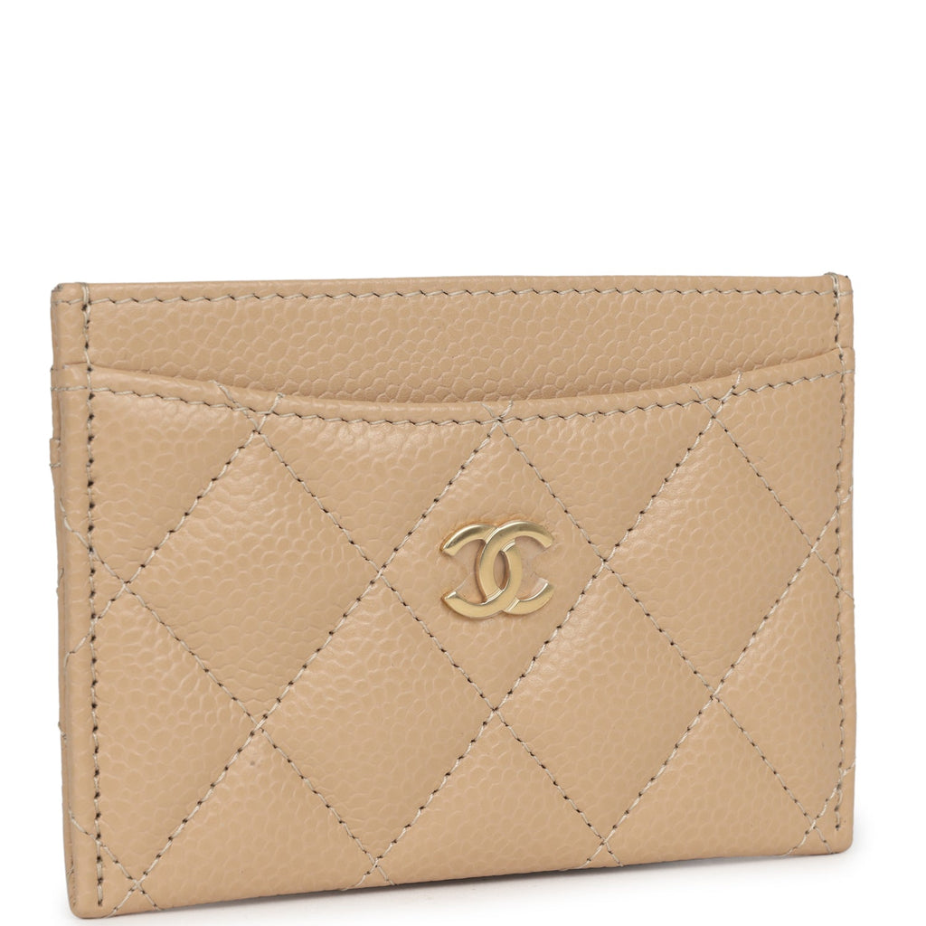 Chanel Classic  Holder Wallet Beige Caviar Gold Hardware