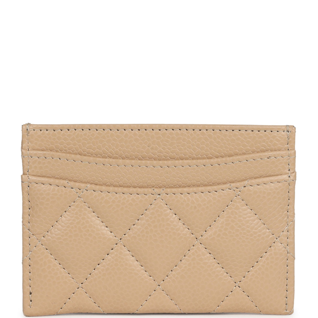 Chanel Classic  Holder Wallet Beige Caviar Gold Hardware
