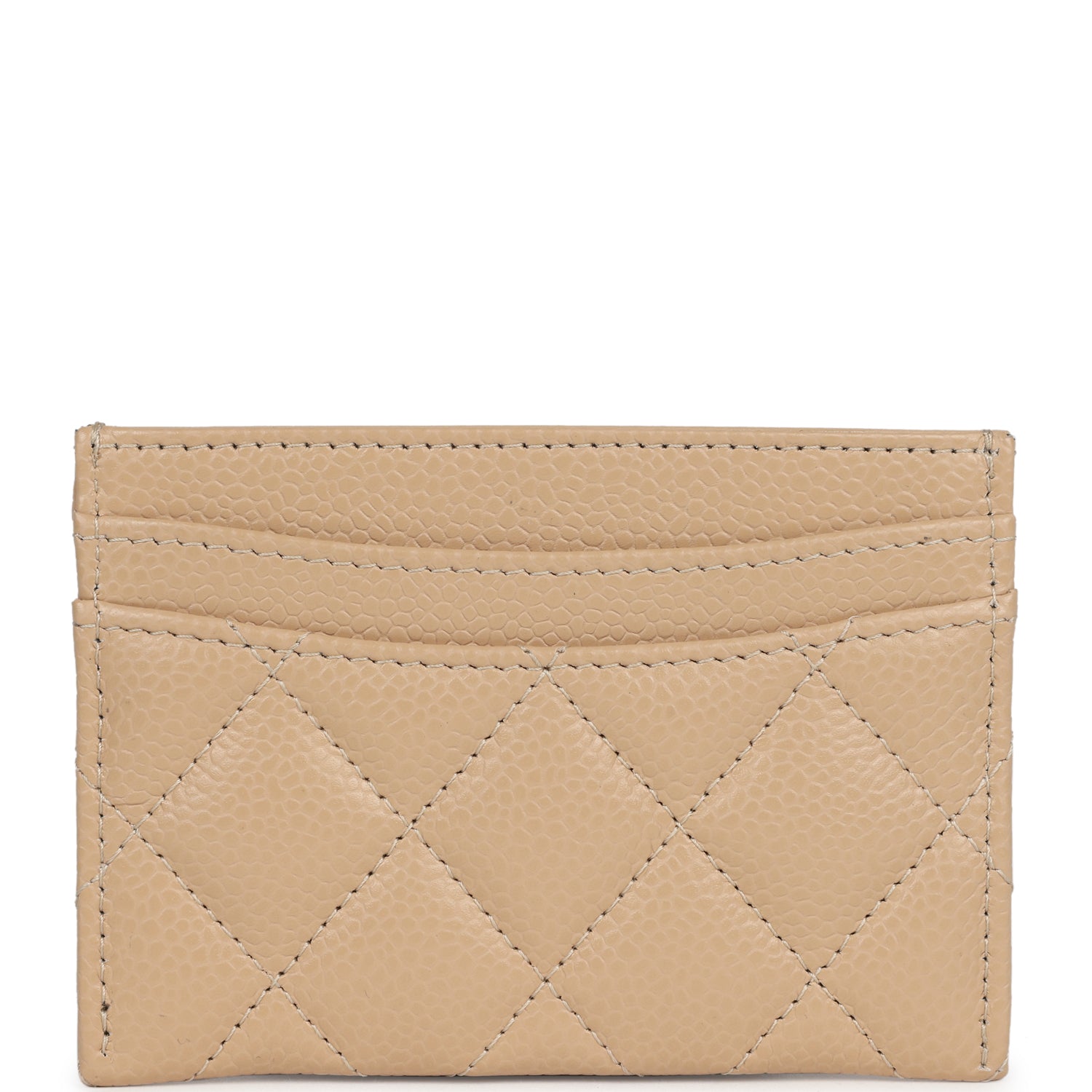 Chanel Classic  Holder Wallet Beige Caviar Gold Hardware