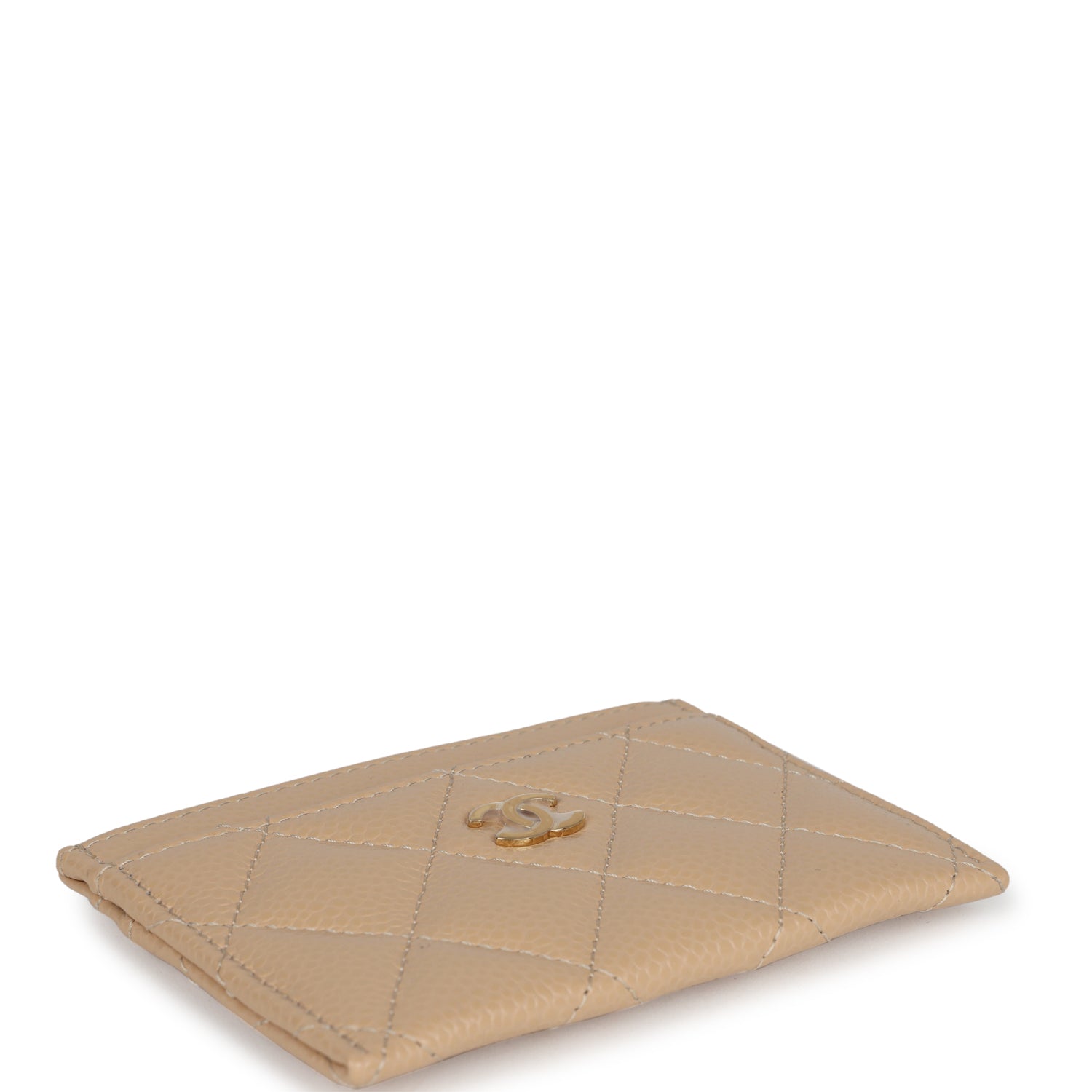 Chanel Classic  Holder Wallet Beige Caviar Gold Hardware