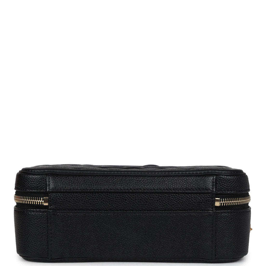 Chanel Medium CC Filigree Vanity Case Black Caviar Antique Gold Hardware